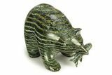 Realistic Polished Chrysotile Serpentine Bear w/ Fish - Australia #308421-1